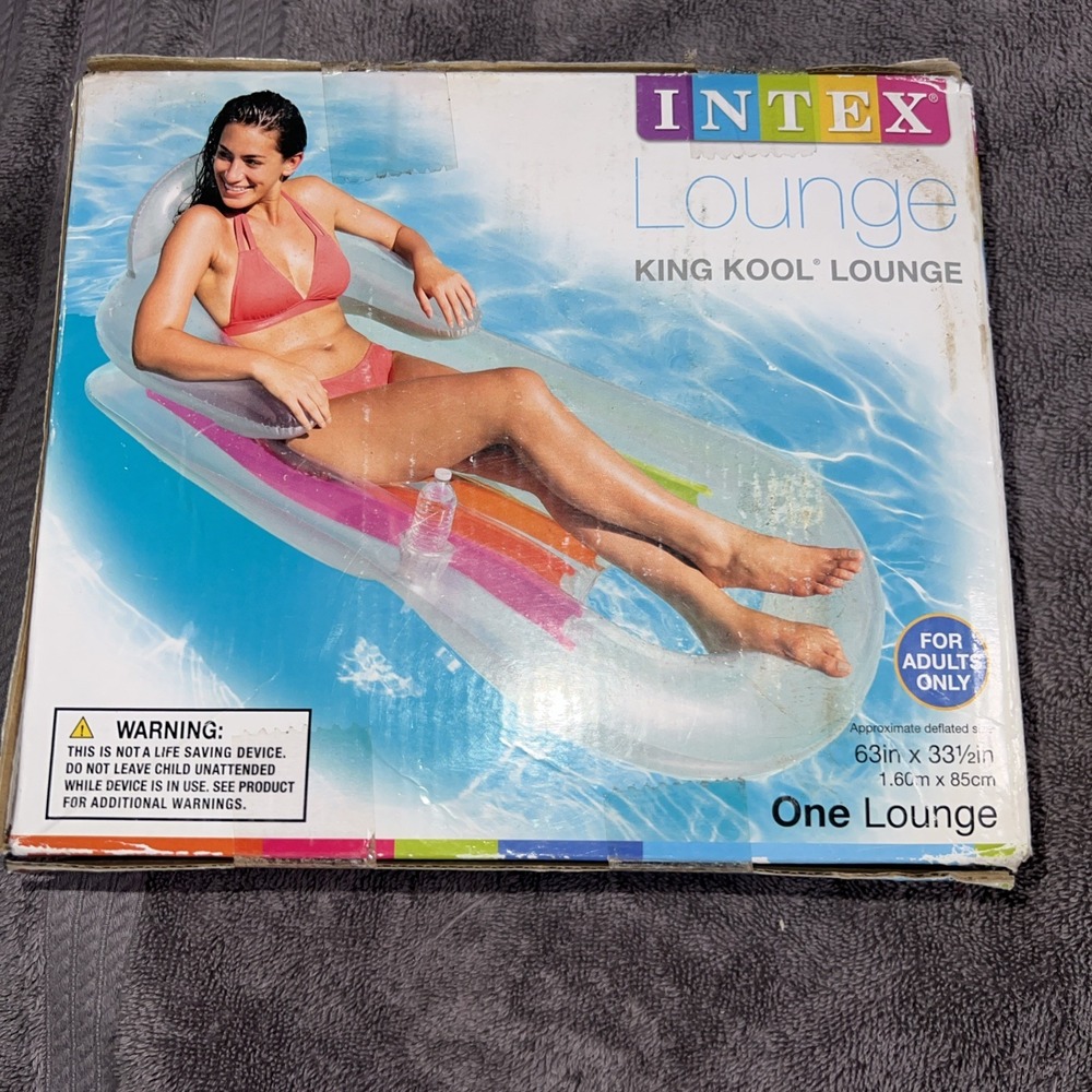 Intex King‎ Kool Lounge Floating Swimming Pool Lounger with Headrest & Cupholder